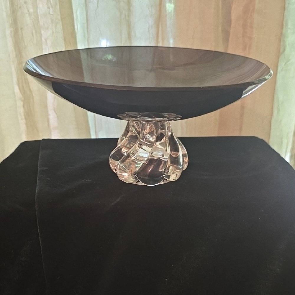 Vintage Black Pedestal Bowl 4x7‎ In Diameter Sculptured Swirl Foot Pattern
